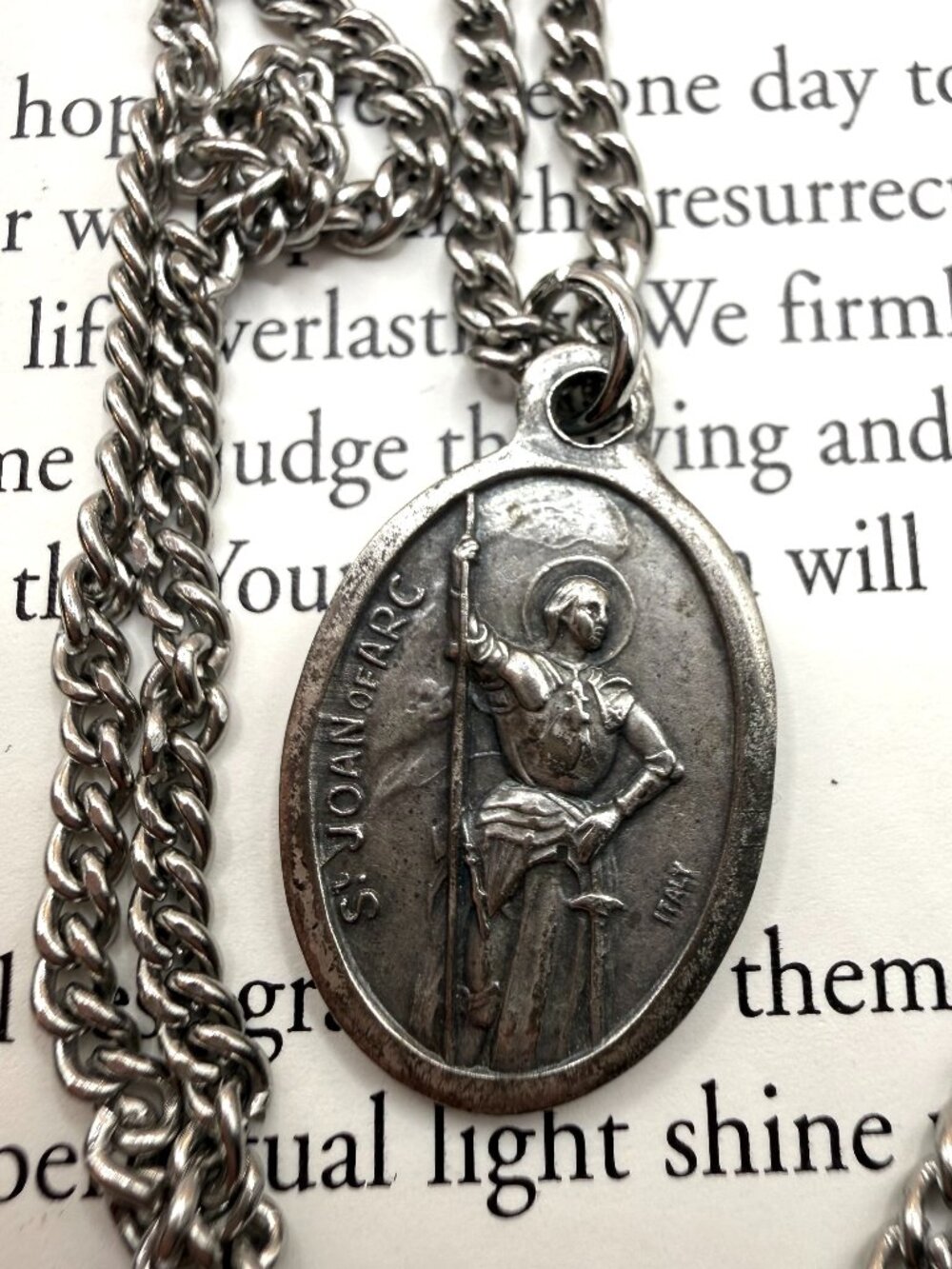 Vintage Saint Joan of Arc Silver Necklace